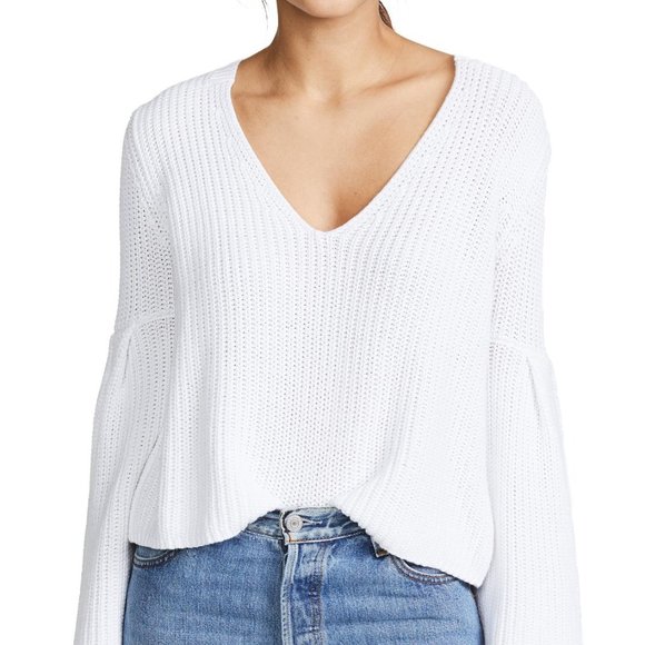 Free People Damsel Cotton Flare-Sleeve Sweater - Picture 3 of 4